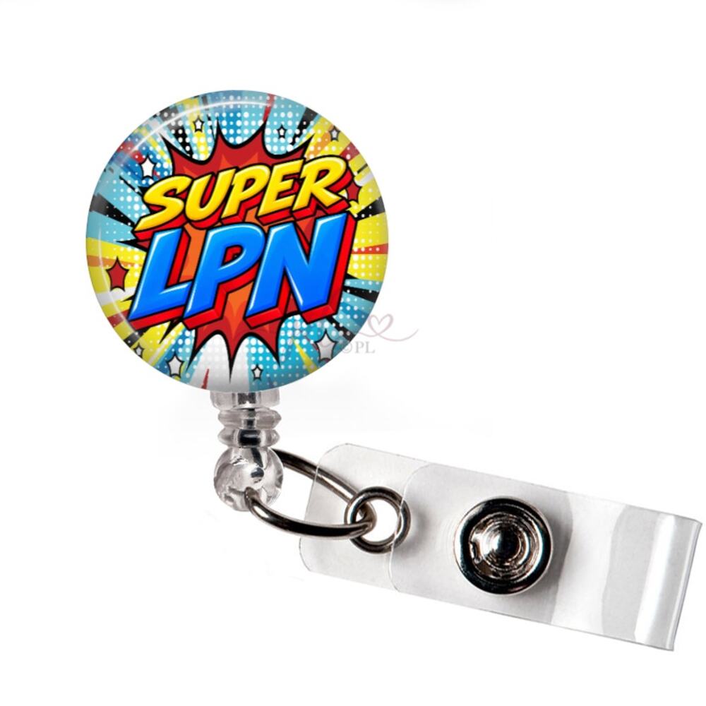 Super LPN Badge Reel Licensed Practical Nurse Comic Superhero ID Holder Gift